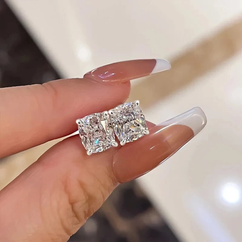 Huitan Cubic Zirconia Stud Earrings Crystal