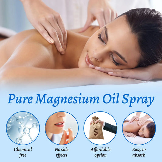 Natural Magnesium Oil 60ml - 10% highest mineral concentration for skin & body care. Quick-absorbing chloride formula spray.
