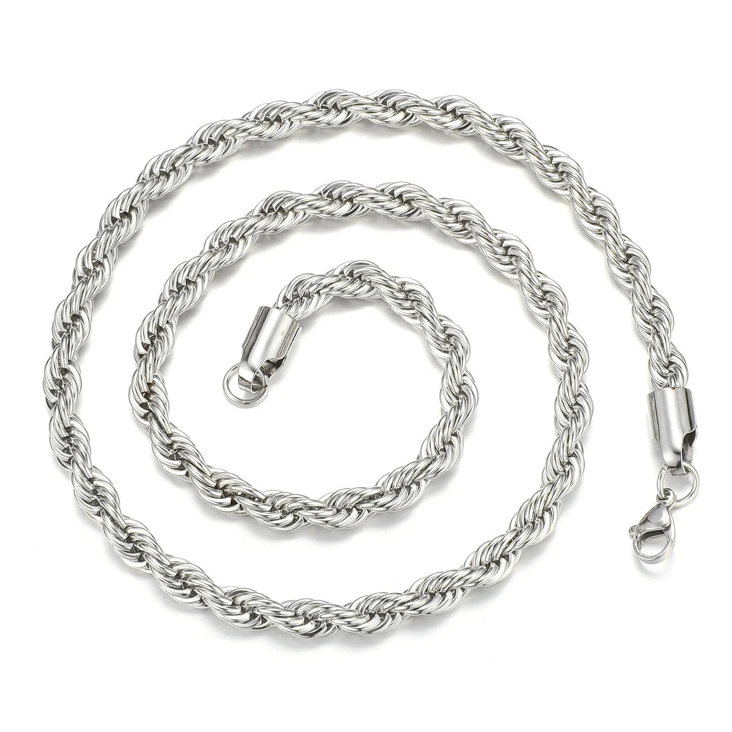 HNSP 316L Stainless Steel Twisted Rope Chain Necklace For Men Women Jewelry Accessories