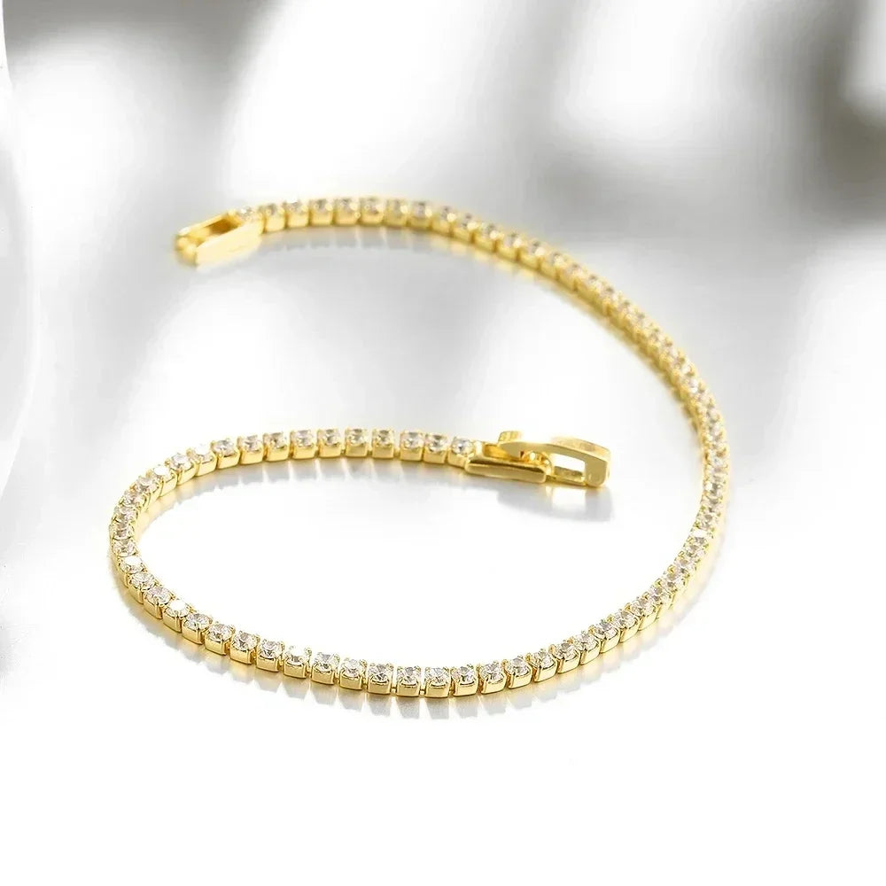 925 Sterling Silver Bracelet 16CM To 19CM Tennis Bracelet 2.5MM Zirconia Anniversary Gift