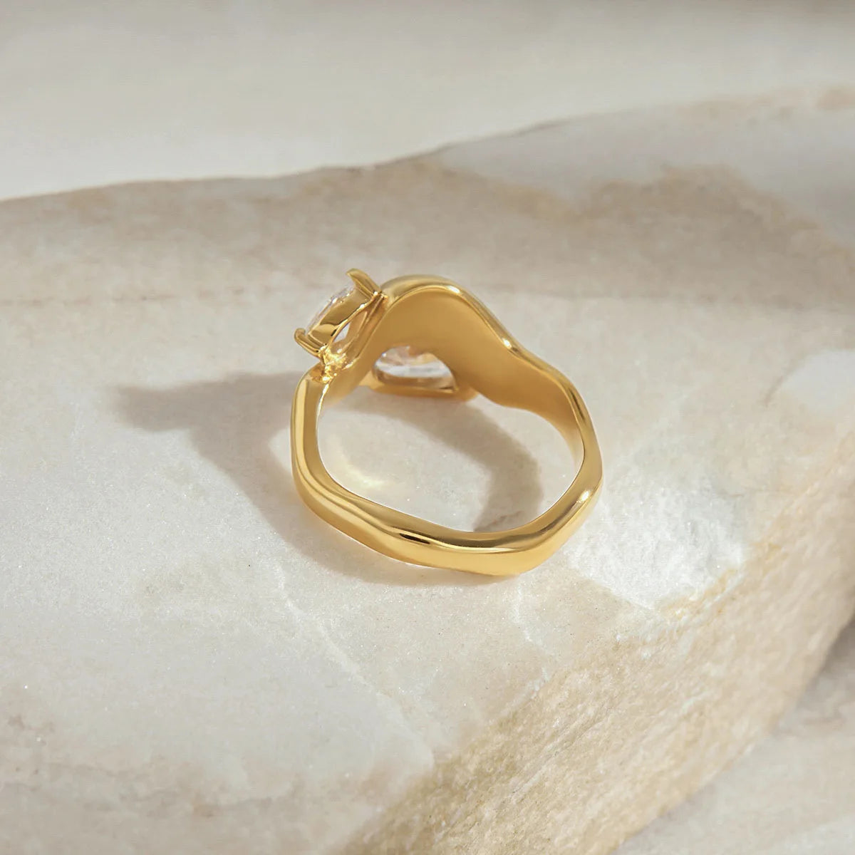 YHTOT Minimalist 18K Gold Color Plated Stainless Steel Zircon Ring Twistable Stackable Ring Women's Accessories Party Gift