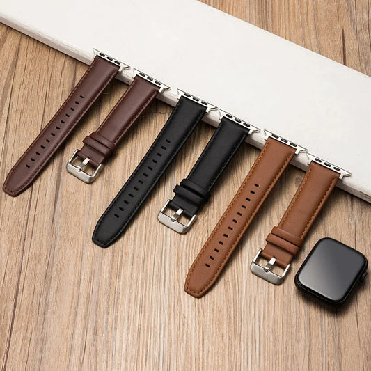 Leather Watch Band for Apple Watch iWatch series 8 7 6 5 4 3 Se