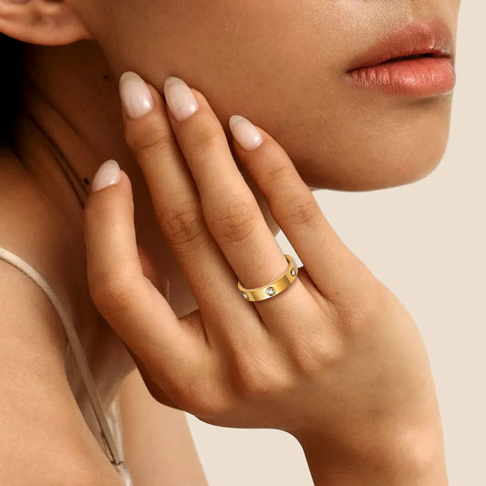 18K Gold Plated Stainless Steel Crystal Zircon Ring