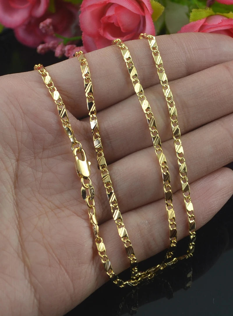 Exquisite Fashion 18K Gold Color Filled Necklace For Women Men Size 16-30 Inch Jewelry Chain Wholesale