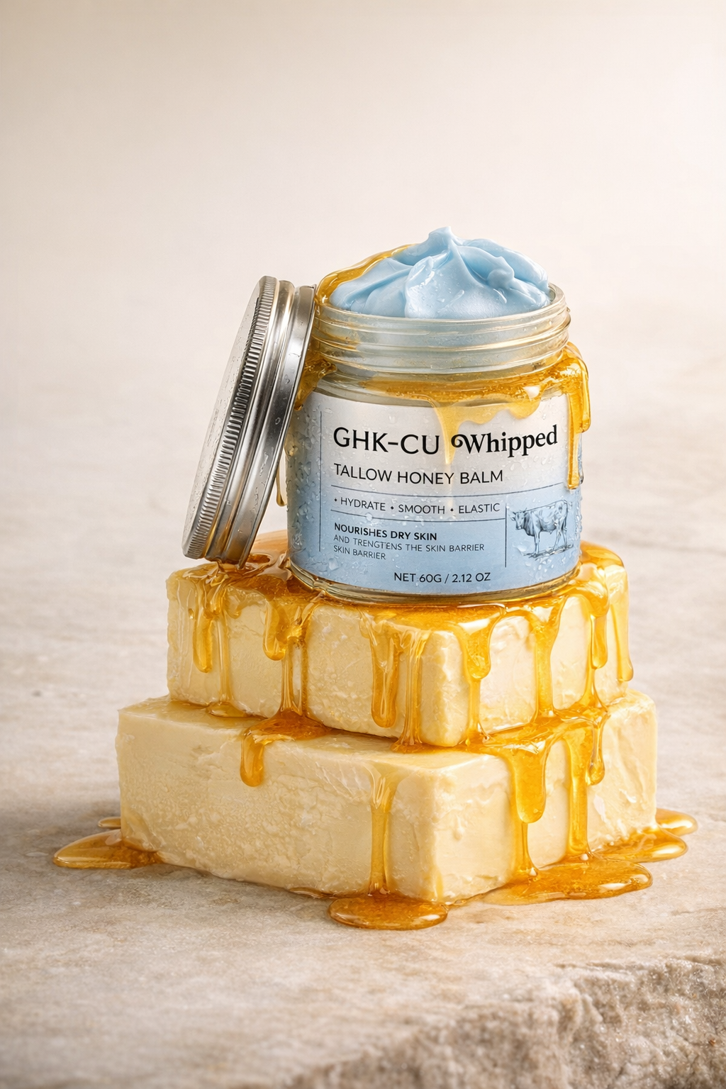 Whipped Tallow Honey Balm - Copper Peptides GHK-Cu Beef Tallow