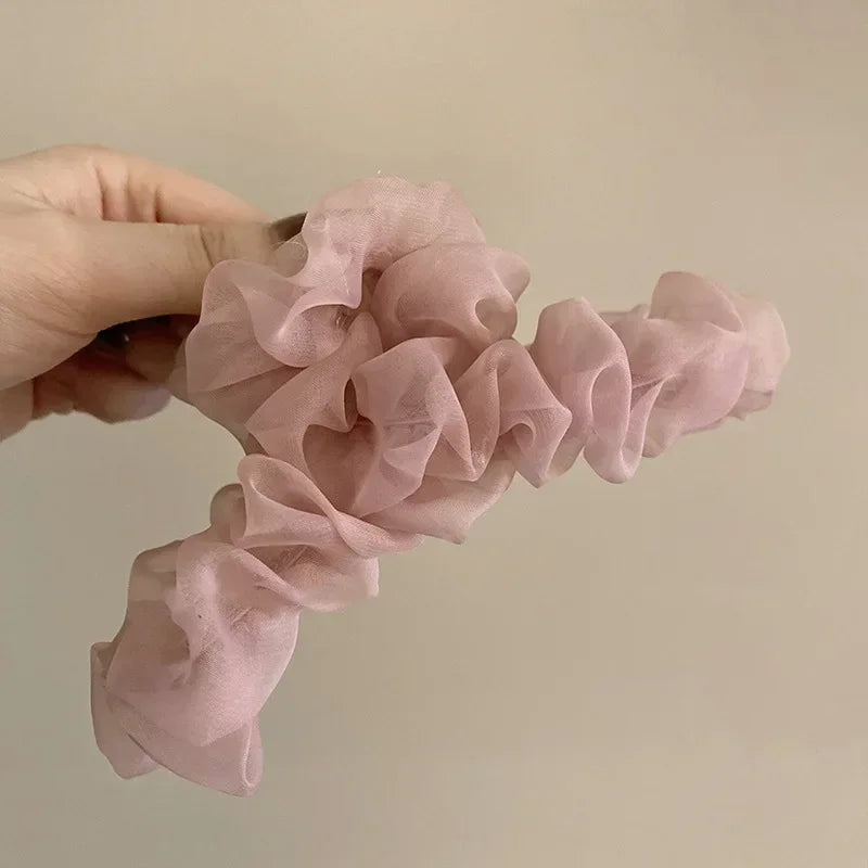 Large Mesh Hairpin Temperament Elegant Women Hair Claw Clips Princess Headdress Fashion Grab Clip Female Hair Accessories 2024