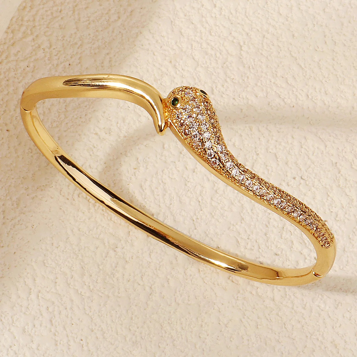 Stainless Golden Snake Zirconia Bracelet