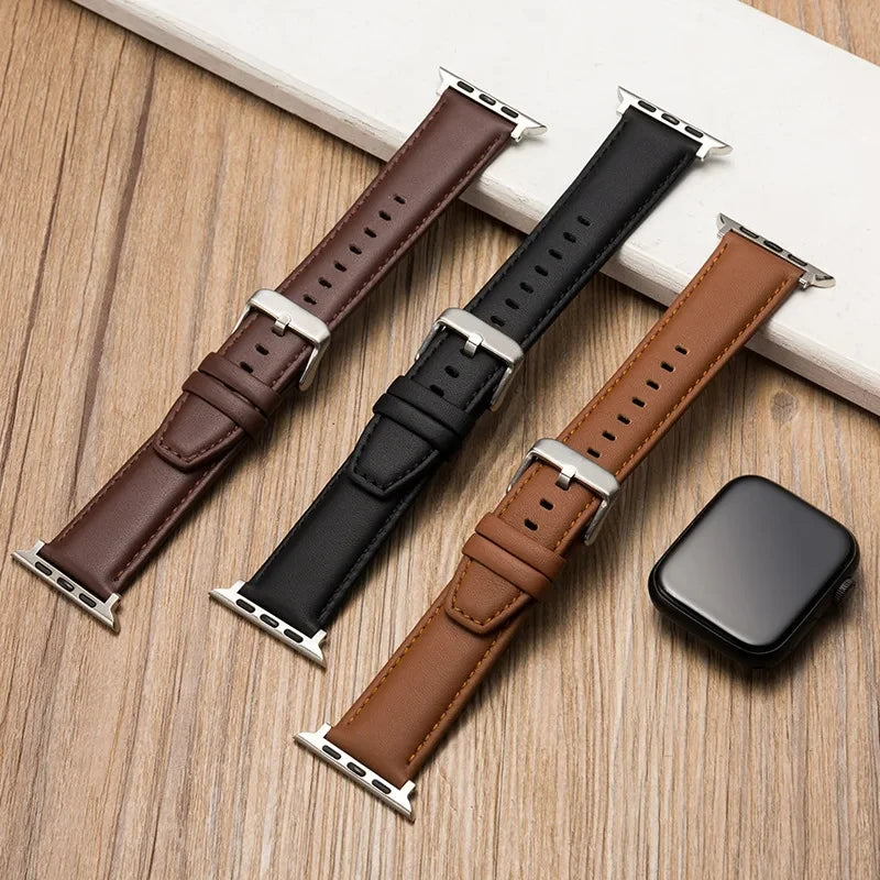 Leather Watch Band for Apple Watch iWatch series 8 7 6 5 4 3 Se