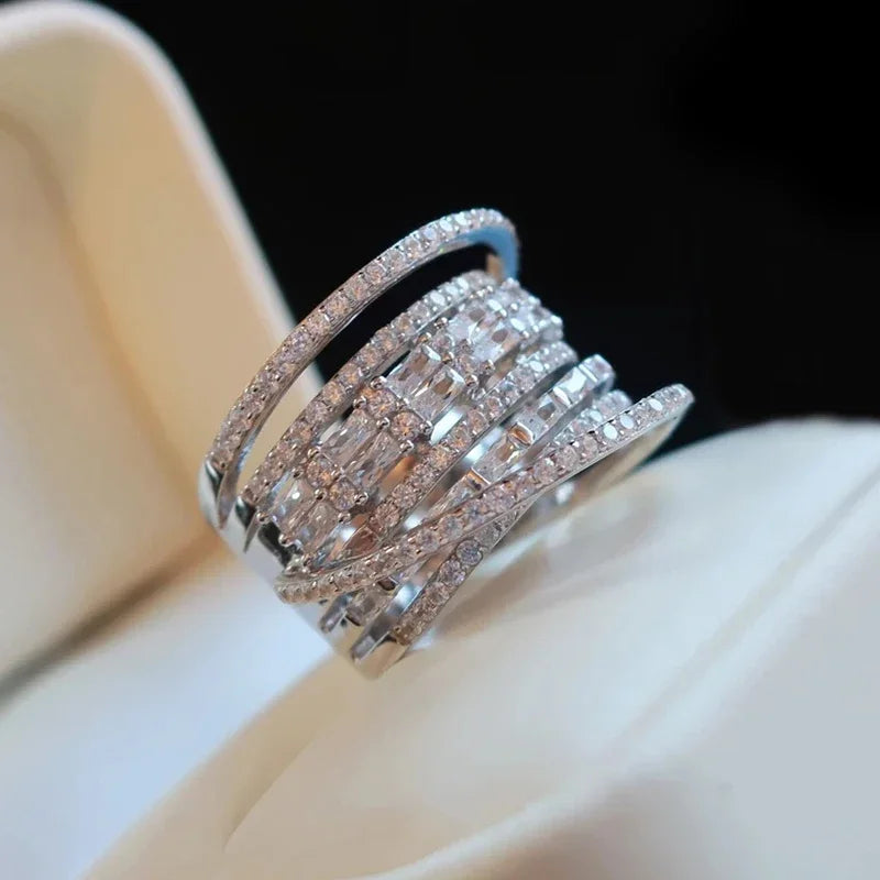 Brilliant Multilayered Wide Ring