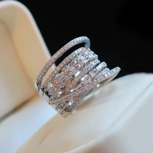 Brilliant Multilayered Wide Ring