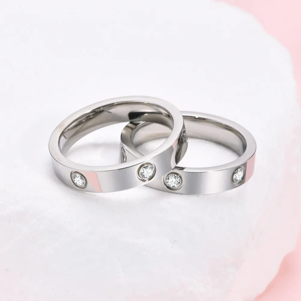 18K Gold Plated Stainless Steel Crystal Zircon Ring