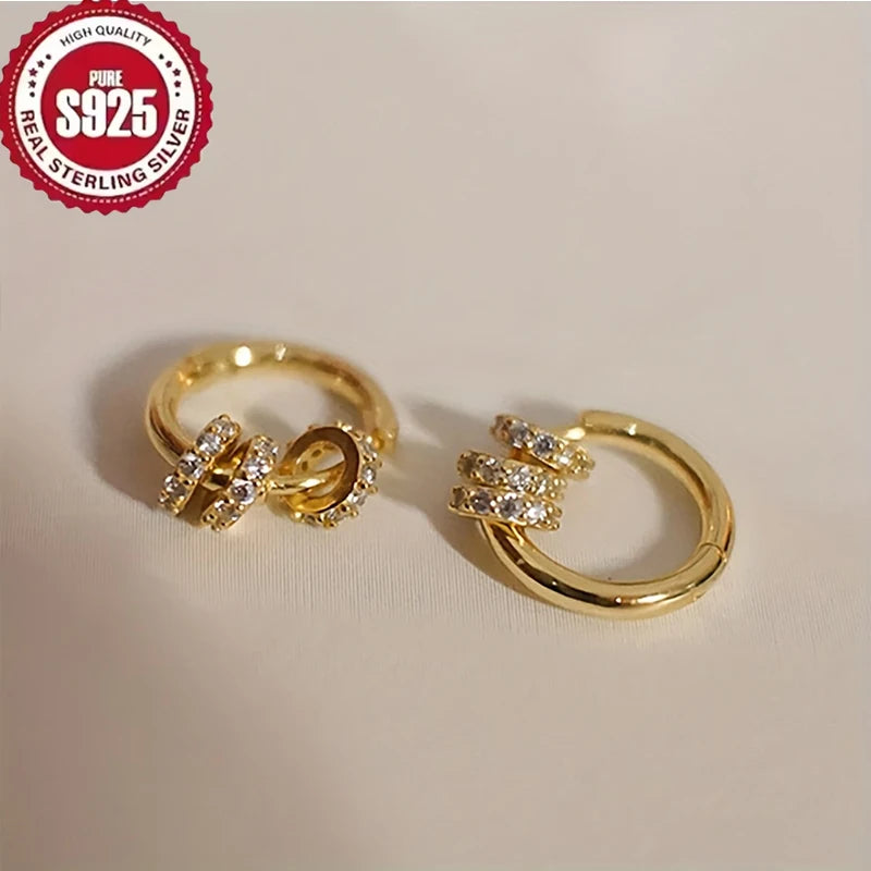 Vera - 925 Sterling Silver Gold Plated Hoop Earrings