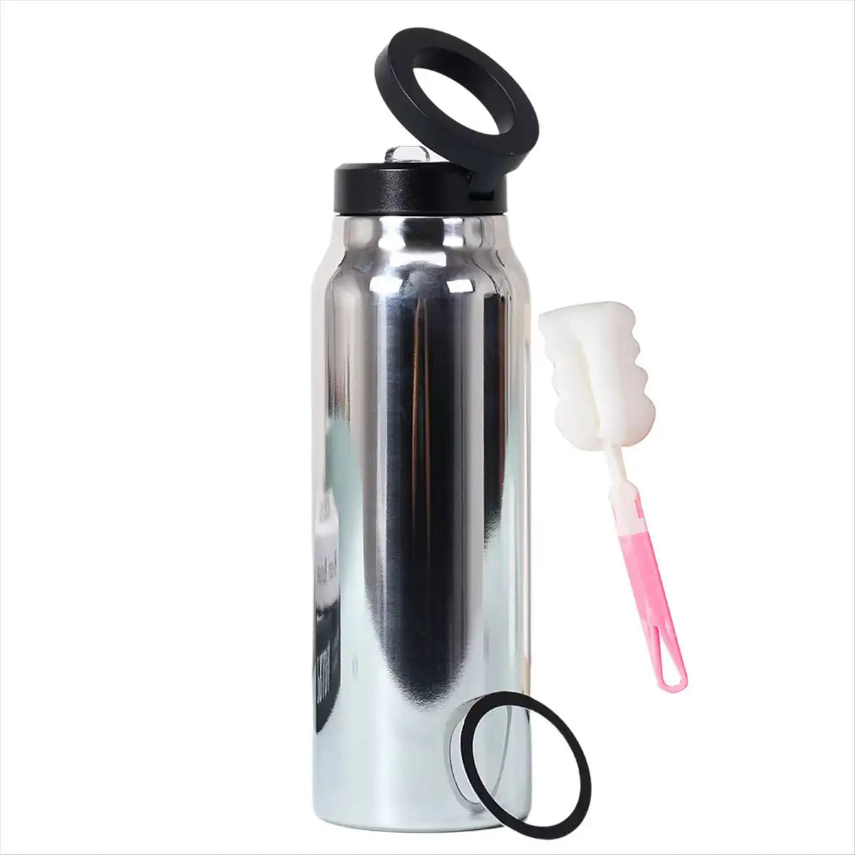 Insulated Sports Water Bottle with Magnetic Phone Holder and Built-in Stand