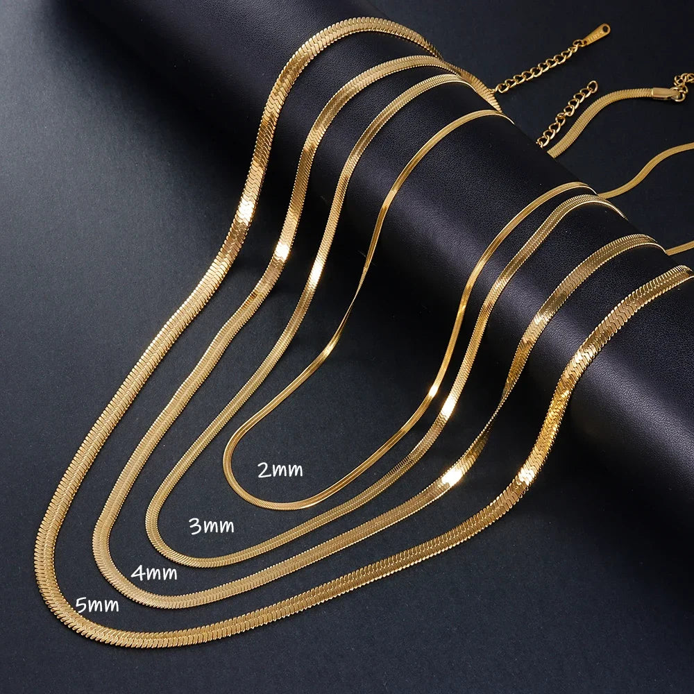 925 sterling silver Gold Herringbone Chain Necklace