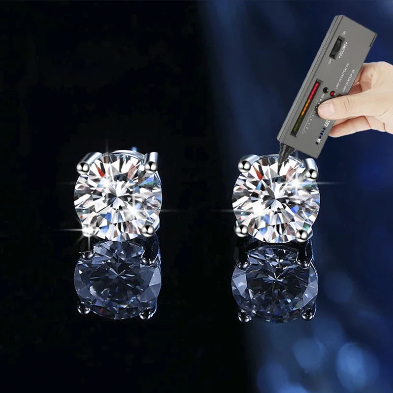 2 GRA Certificates Moissanite Studs Earrings Pass Diamond tester Pen For Men Women 925 Silver 18K Plated Wedding Gemstone