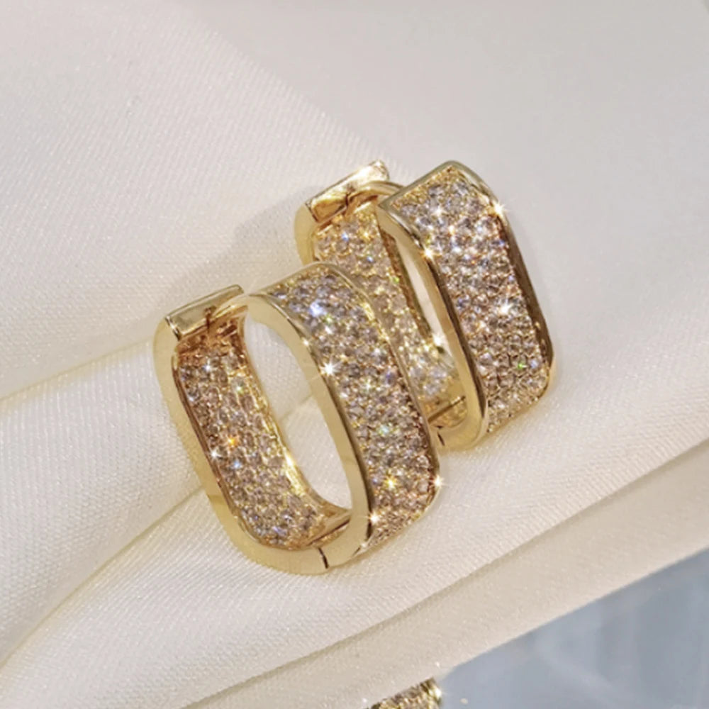 Paved CZ Hoop Earrings