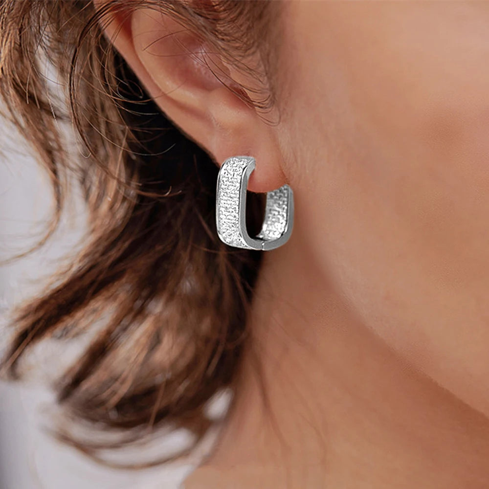 Paved CZ Hoop Earrings