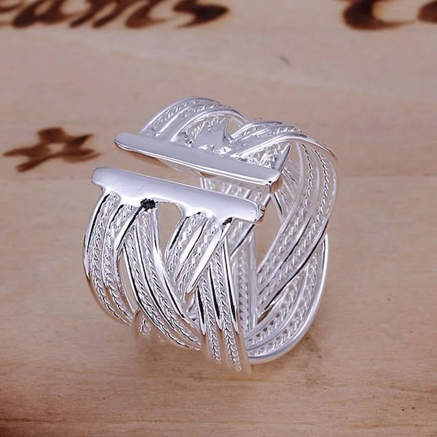 925 Sterling silver open ring Bridal adjustable