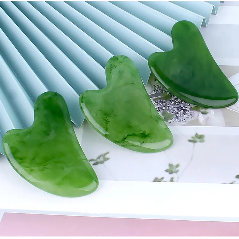 Natural Stone Jade Gouache Scraper Rose Quartz Facial Gua Sha Tools Neck Massager for Face Lifting Wrinkle Remover Beauty