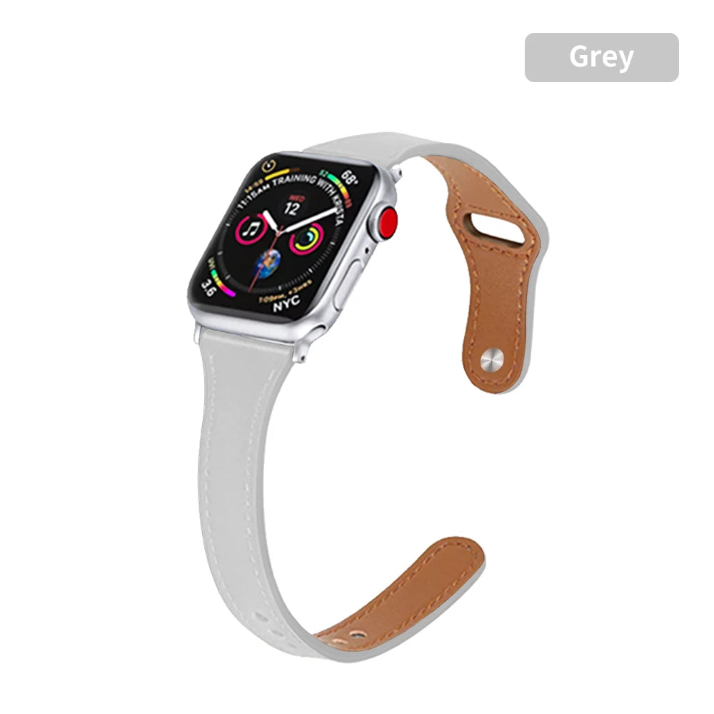 April - Slim Leather Strap for Apple Watch