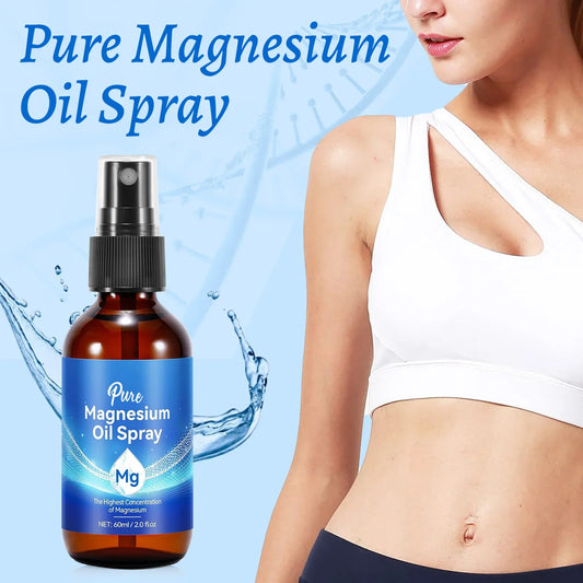 Natural Magnesium Oil 60ml - 10% highest mineral concentration for skin & body care. Quick-absorbing chloride formula spray.
