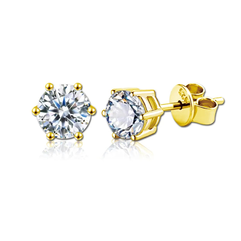 2 GRA Certificates Moissanite Studs Earrings Pass Diamond tester Pen For Men Women 925 Silver 18K Plated Wedding Gemstone