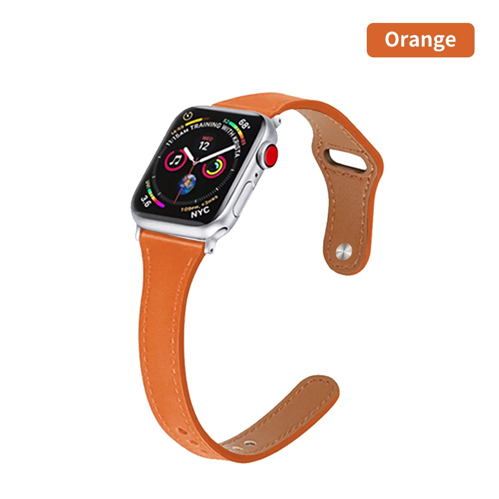 April - Slim Leather Strap for Apple Watch