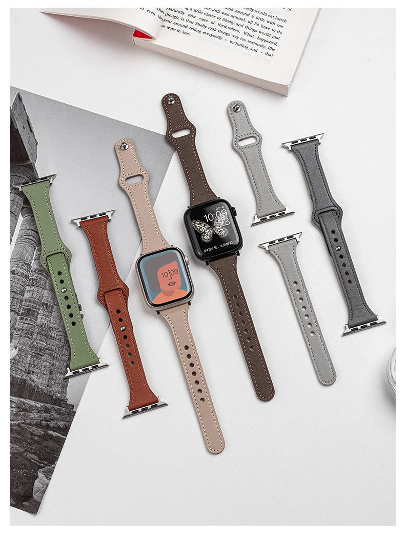 April - Slim Leather Strap for Apple Watch