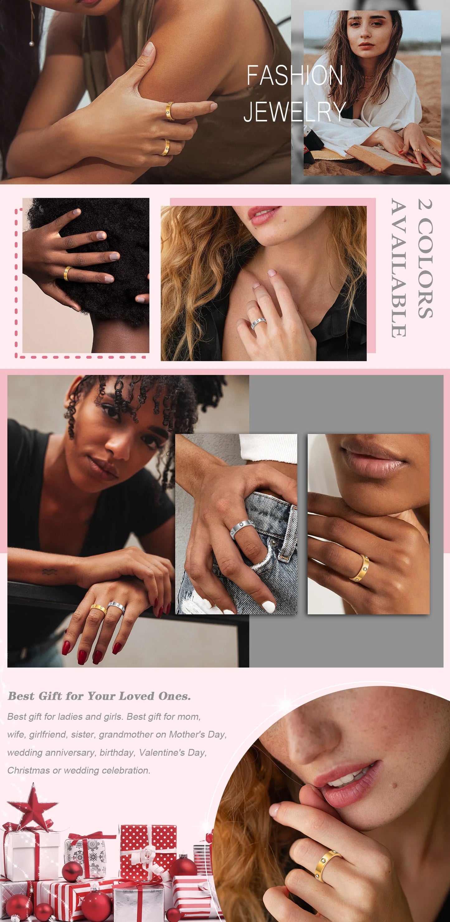 18K Gold Plated Stainless Steel Crystal Zircon Ring