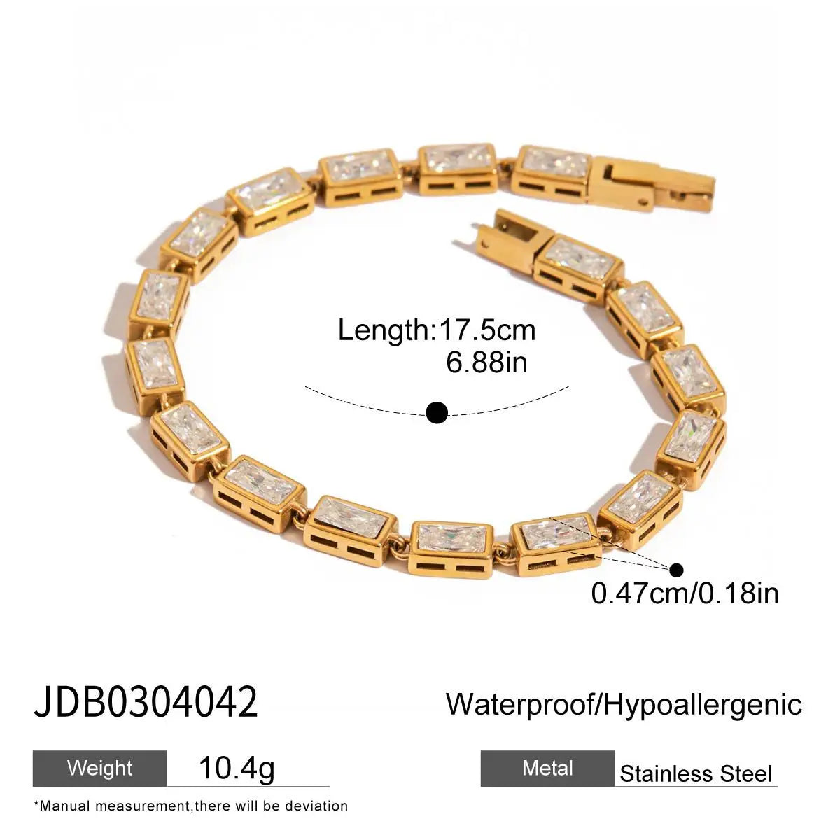 Ars Gold Plated Stainless Steel Chain Bracelets for Women Tennis Bracelet Dainty Geometric Zircon Bracelet Everyday Bracelets