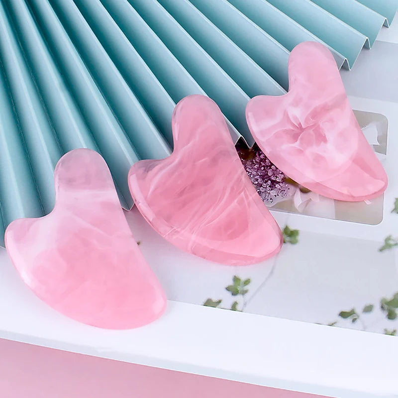 Natural Stone Jade Gouache Scraper Rose Quartz Facial Gua Sha Tools Neck Massager for Face Lifting Wrinkle Remover Beauty