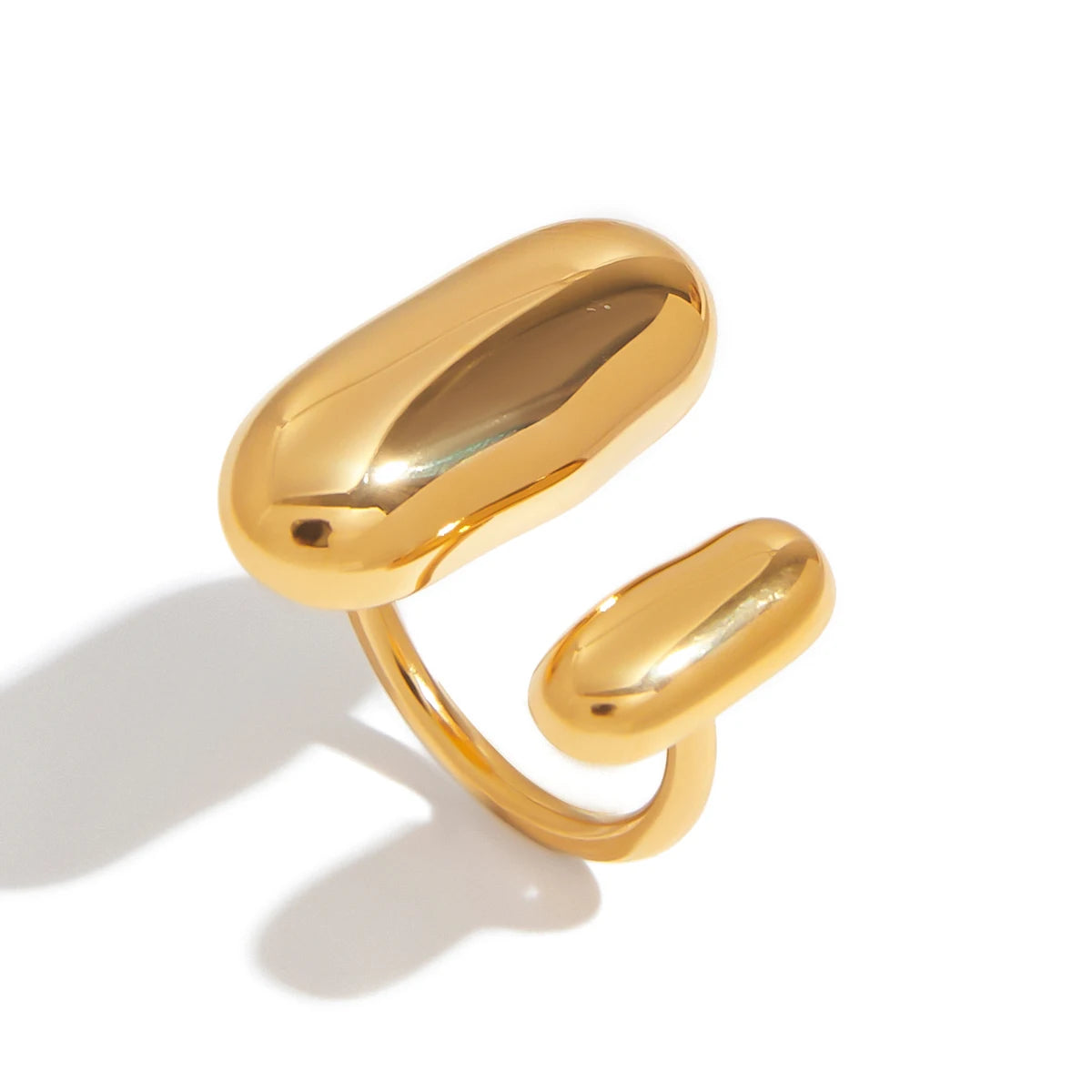 Yori Geometric Oval Gold Peas Stainless Steel Open Ring for Women Daily Fashion High Quality Jewelry Rust Prevention