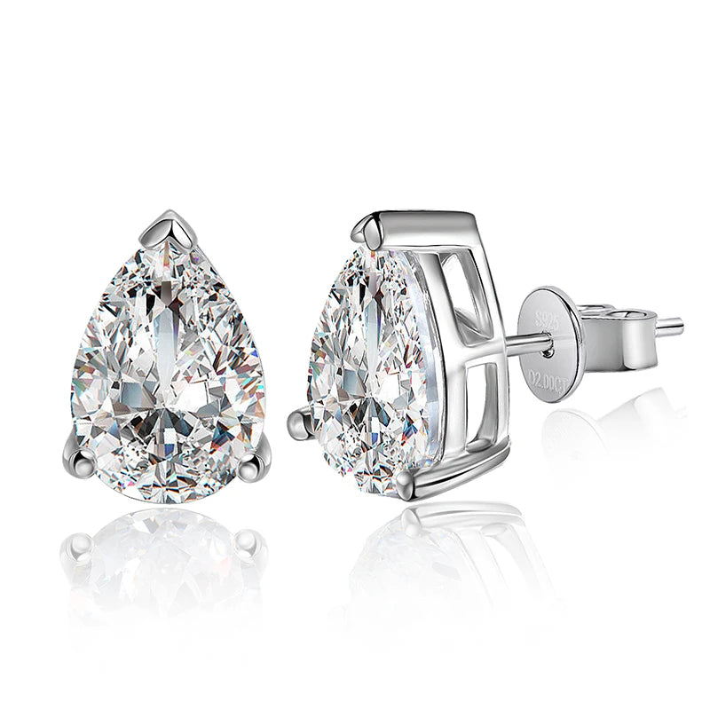 KNOBSPIN D VVS1 Pear Moissanite Earrings for Women GRA Certified Lab Grow Diamond Solid 925 Silver Plated 18k Gold Stud Earring