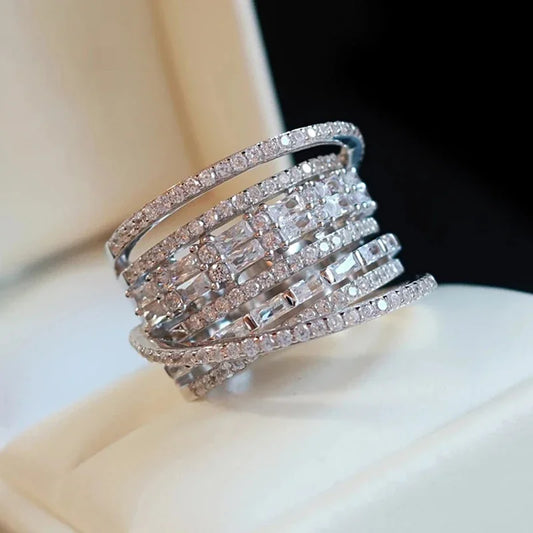 Brilliant Multilayered Wide Ring