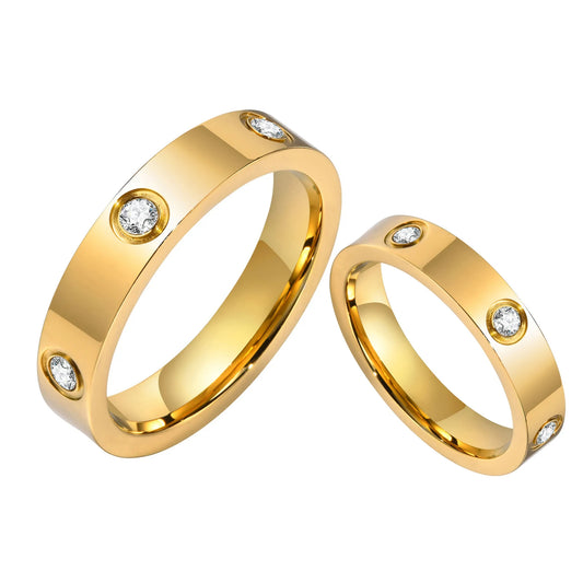 18K Gold Plated Stainless Steel Crystal Zircon Ring