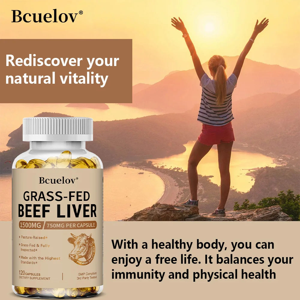 Grass-Fed Beef Liver Capsules 1500mg - Nutrient-Rich Whole Food Supplement - Supports Energy, Immunity & Overall Vitality