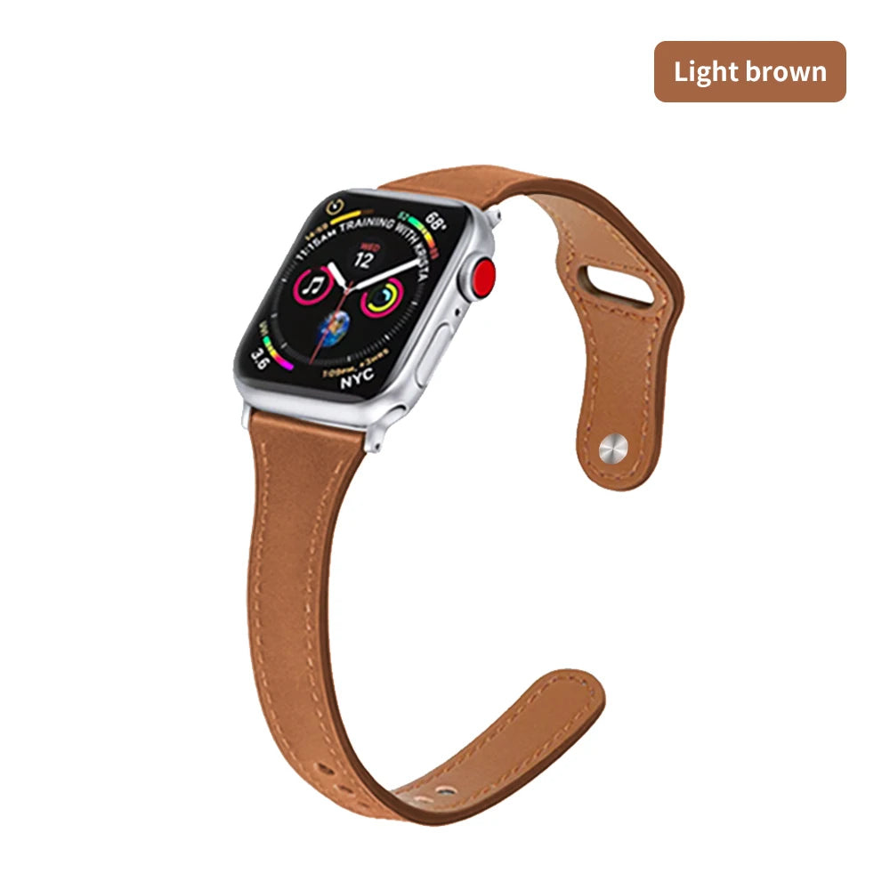 April - Slim Leather Strap for Apple Watch