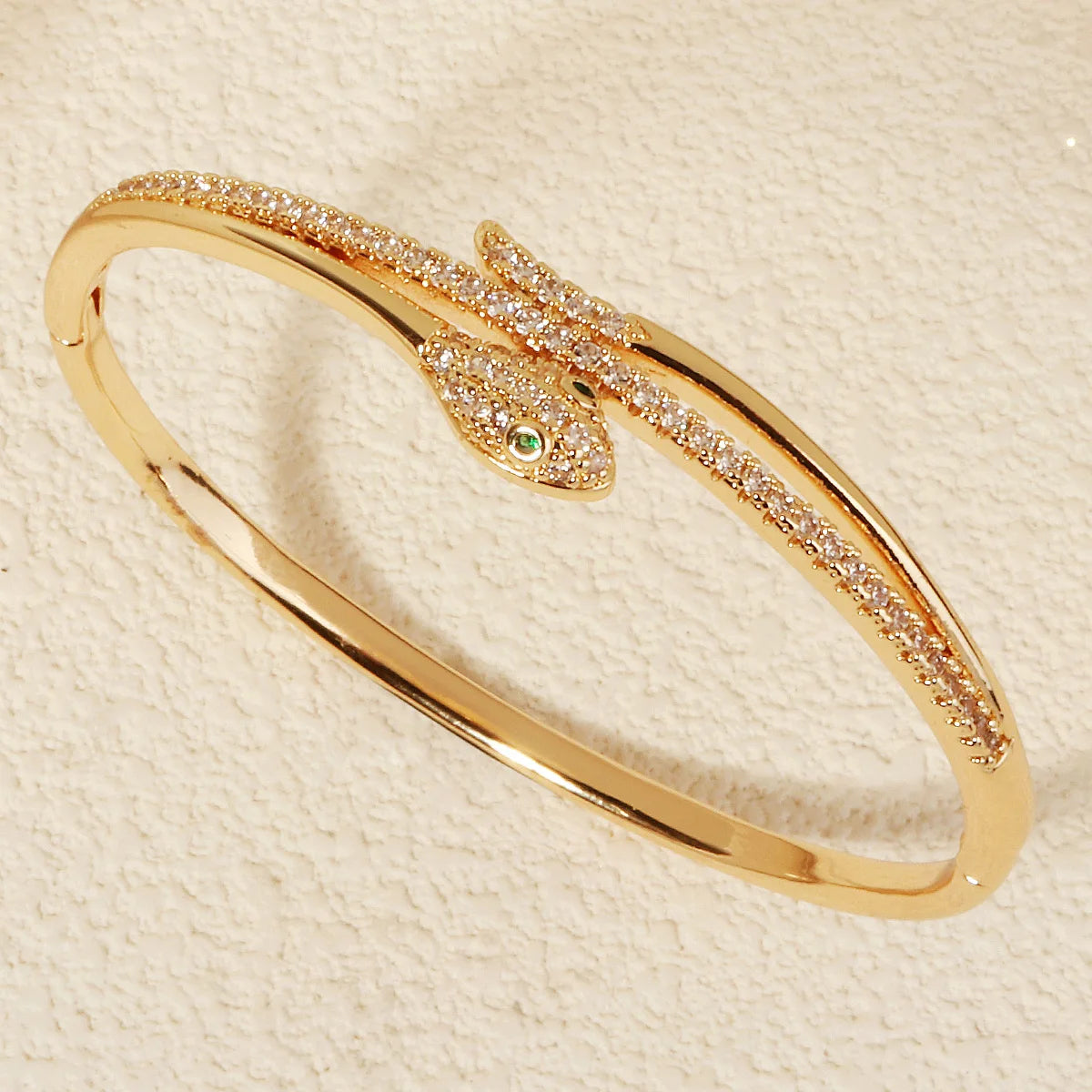 Stainless Golden Snake Zirconia Bracelet