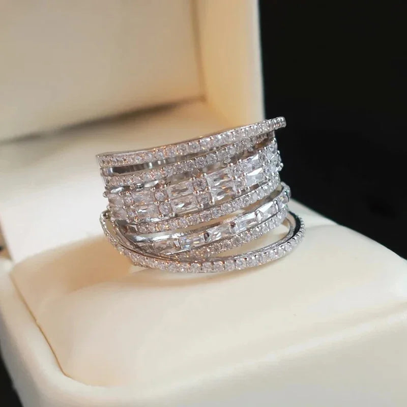 Brilliant Multilayered Wide Ring