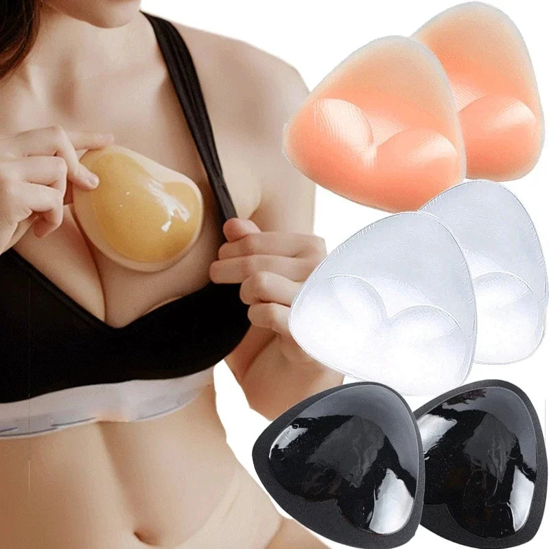 1 Pair Silicone Chest Stickers Bikini Push Up Sponge Bra Pad Breathable Insert Silicone Pads for Swimsuit Padding Accessories