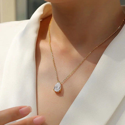 KNOBSPIN 1-5ct Pear Cut Moissanite Pandent Necklace GRA Certified 925 Sterling Silver Plated 18k Gold Dainty Necklaces for Women