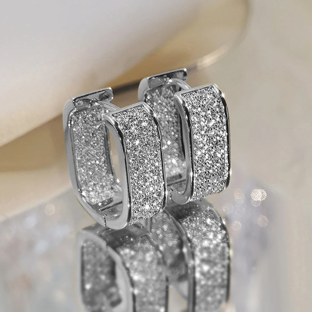 Paved CZ Hoop Earrings