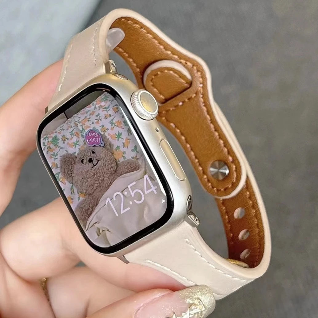 April - Slim Leather Strap for Apple Watch