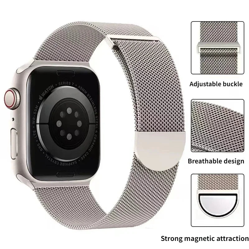 Metal Milanese Strap for Apple Watch Band Ultra3/2 49mm 11 10 9 8 7 Magnetic Bracelet iWatch 6 5 4 SE2 46mm 45mm 41mm 44mm 40mm