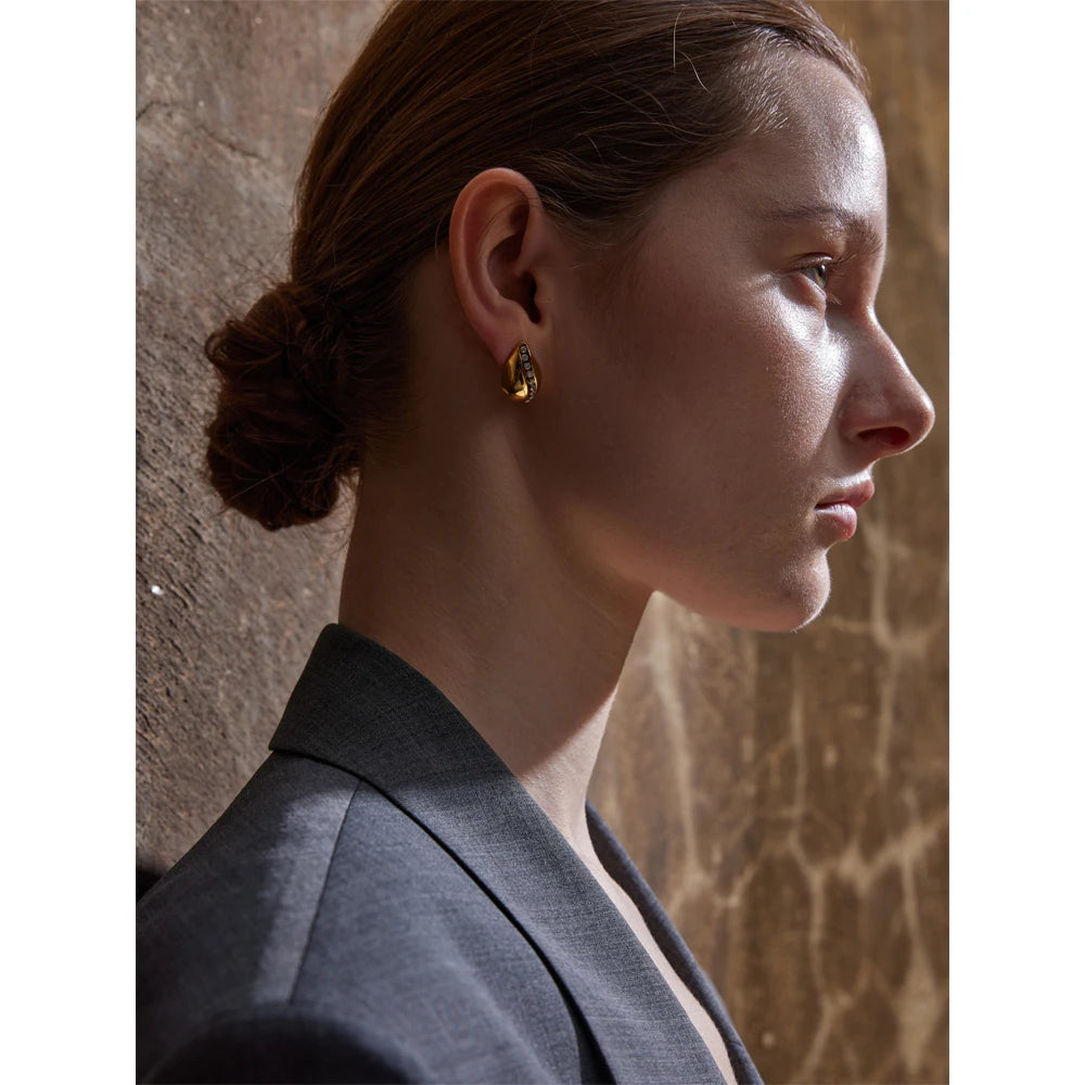 Remy - Water Drop 18k Gold Plated Stud Earrings Tarnish Resistant