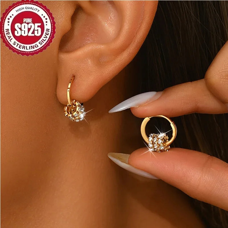 Vera - 925 Sterling Silver Gold Plated Hoop Earrings