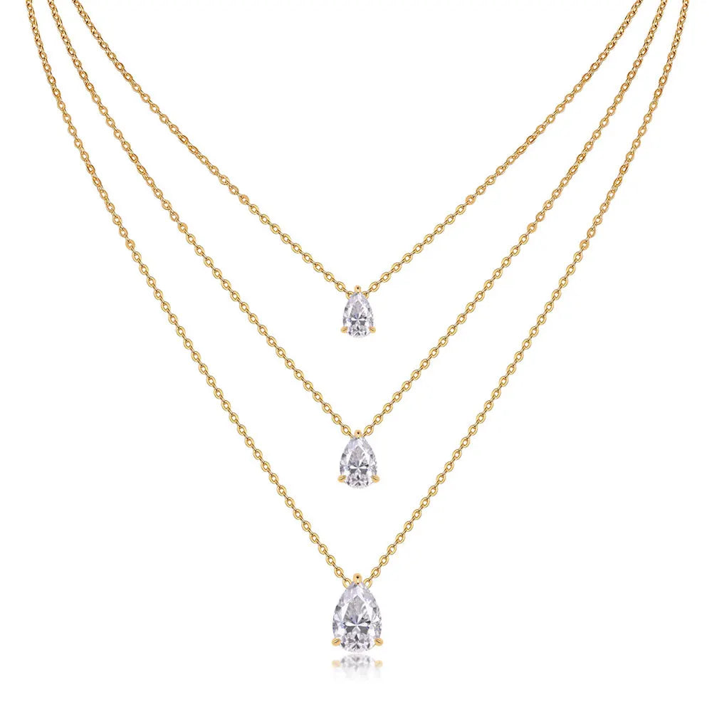 KNOBSPIN 1-5ct Pear Cut Moissanite Pandent Necklace GRA Certified 925 Sterling Silver Plated 18k Gold Dainty Necklaces for Women