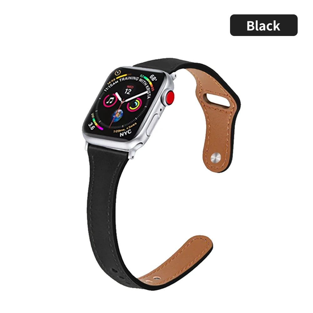April - Slim Leather Strap for Apple Watch