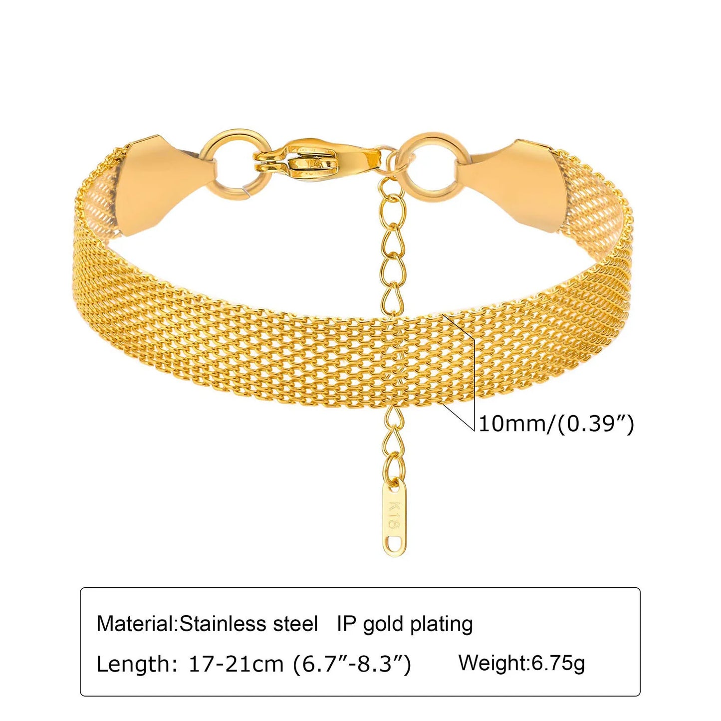 Jenny - Stainless Chain Bracelet, 18k PVD Gold Plated