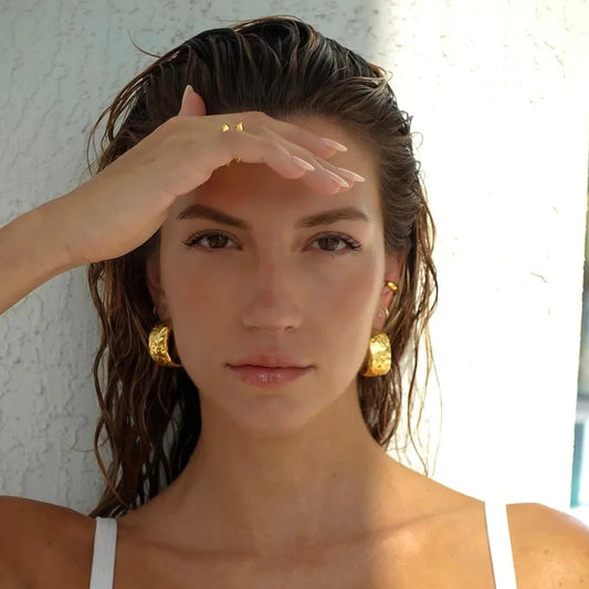 Vivienne - Texture C-shaped Stainless Earrings